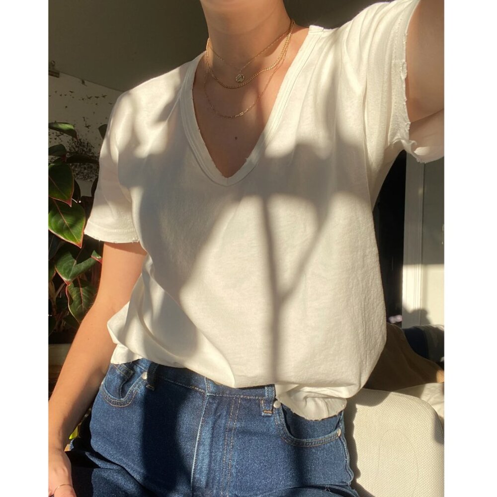 Le Bon Shoppe, White Vintage La Vie Tee, Organic Cotton